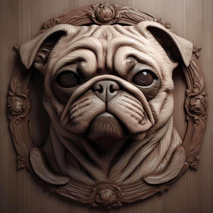 Nature and animals (Pug dog 1, NATURE_3733) 3D models for cnc